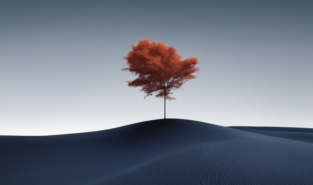 One tree (symbolizing standing out) in the middle of a desert.